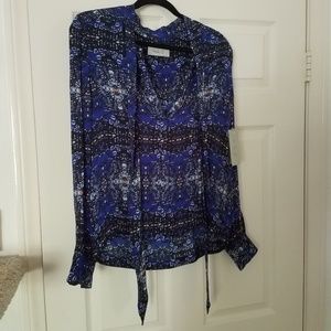 A.L.C. blue print attached scarf top with tags